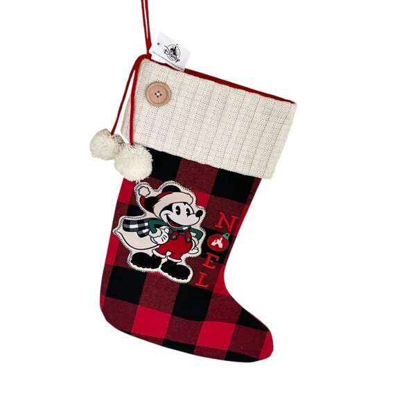 Disney Parks Mickey Mouse Noel Plaid Holiday Christmas Stocking
